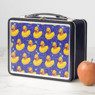 Funny Rubber Ducks Yellow Duckie Farm Animal Lover Metal Lunch Box