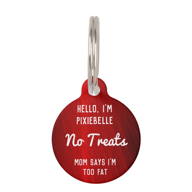 Funny Ruby Red No Treats Address Pet Tag (Front)