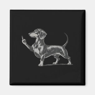 Funny Rude Black Dachshund Dog Meme Middle Finger  Magnet