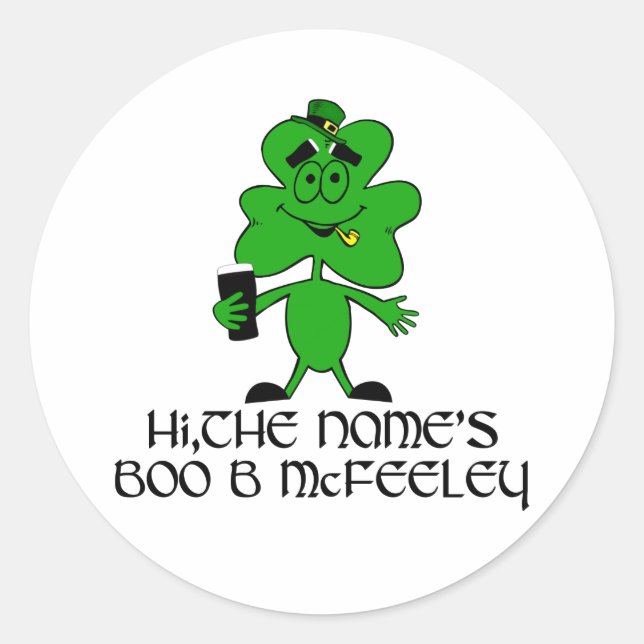 Funny rude Irish name Classic Round Sticker (Front)