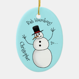 Funny rude snowman name and year ceramic tree decoration