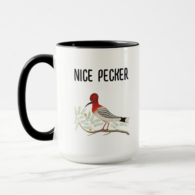 Funny Rude Woodpecker, Birdwatch Nice Pecker  Mug (Left)