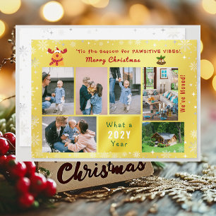 Funny Rudolph 6 Photos Collage We've Moved Golden Holiday Card
