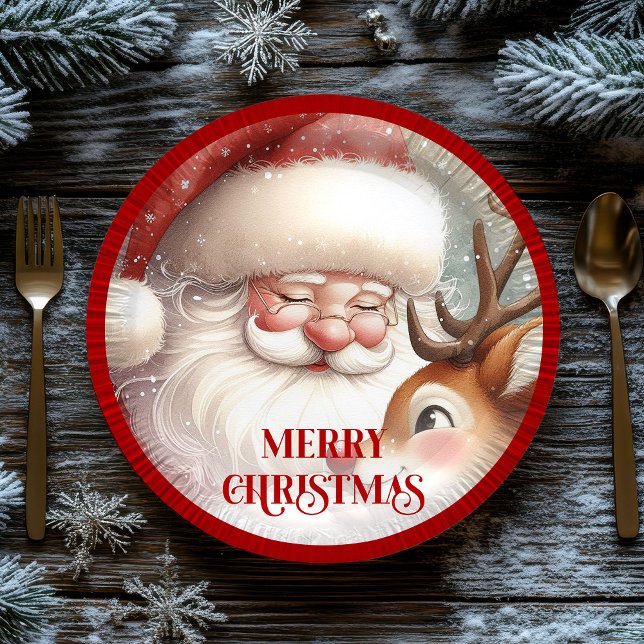 Funny Rudolph Red Nose Cartoon Christmas Paper  Paper Plate (Funny Rudolph Red Nose Cartoon Christmas Paper Plates

)
