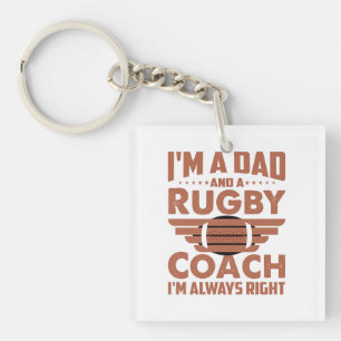 Funny Rugby Dad and Rugby Coach Key Ring