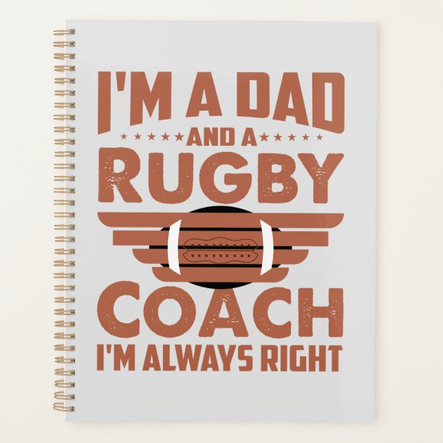 Funny Rugby Dad and Rugby Coach Planner (Front)