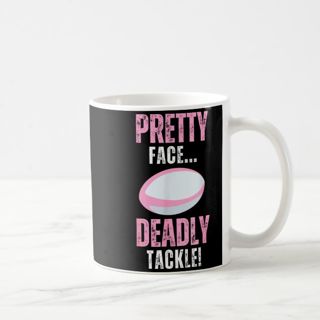 Funny Rugby Gift For Girls Pretty Face Deadly Tack Coffee Mug (Right)