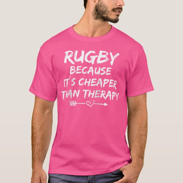 Funny Rugby Saying Therapy Rugby Coach Rugby 	 Bas T-Shirt (Front)