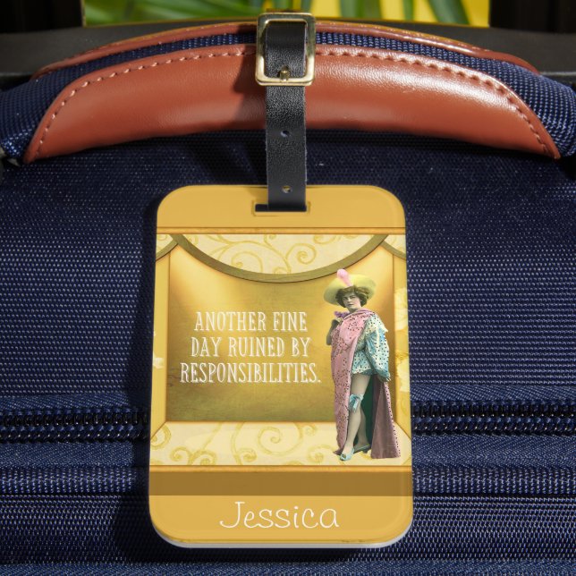 Funny Ruined By Responsibilities Personalised Luggage Tag (Front Insitu 2)