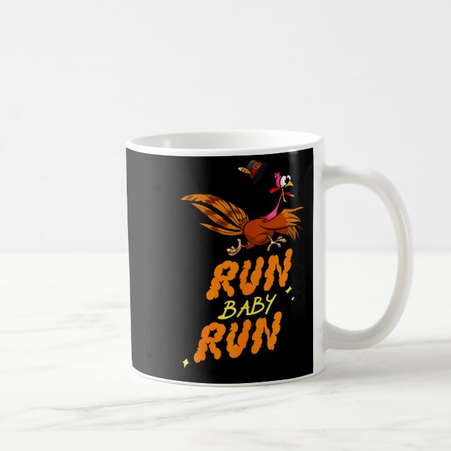 Funny Run Baby Run Turkey Thanksgiving Running Squ Coffee Mug (Right)