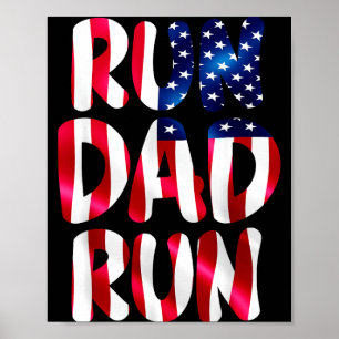Funny run dad run marathon lover usa runner humour poster