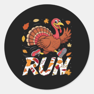 Funny Run Running 5k Race Turkey Trot Thanksgiving Classic Round Sticker