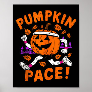Funny Runner Costume Halloween Pumpkin Running Poster