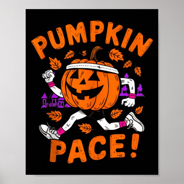 Funny Runner Costume Halloween Pumpkin Running Poster (Front)