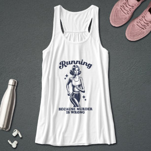 Funny Running Because Murder Is Wrong Retro Singlet