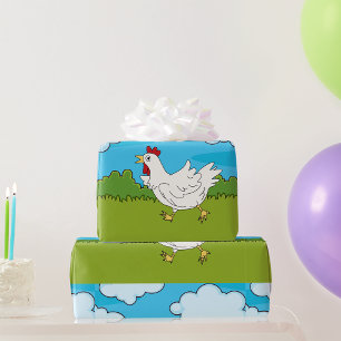 Funny Running Chicken Farmyard Animal Wrapping Paper