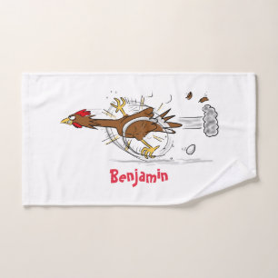 Funny running cool chicken cartoon illustration bath towel set