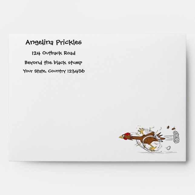 Funny running cool chicken cartoon illustration envelope (Front)