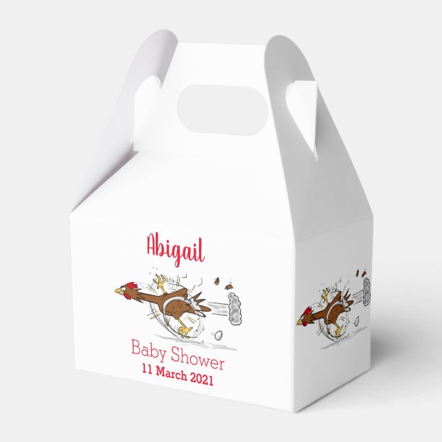 Funny running cool chicken cartoon illustration favour box (Front Side)