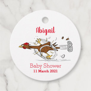 Funny running cool chicken cartoon illustration  favour tags
