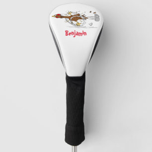 Funny running cool chicken cartoon illustration golf head cover