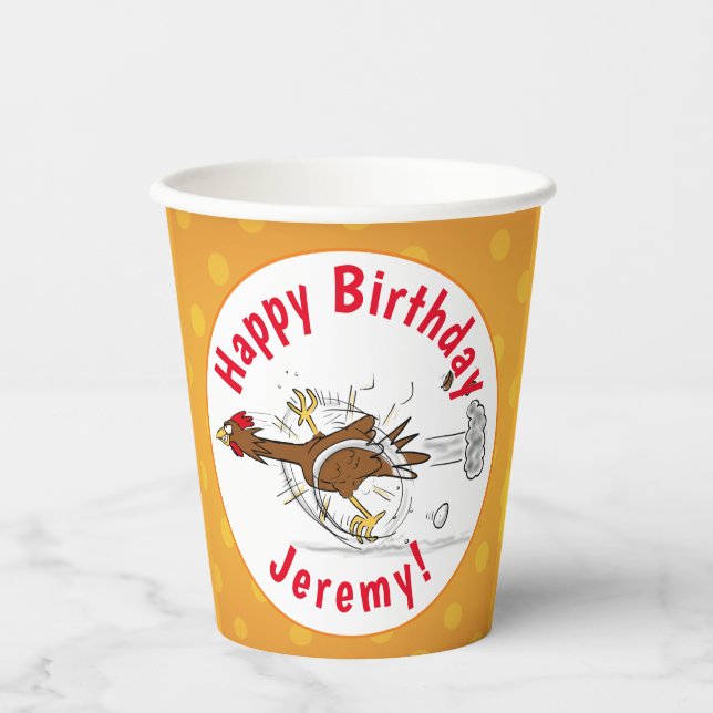 Funny running cool chicken cartoon illustration paper cups (Front)