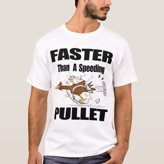 Funny running cool chicken cartoon illustration T-Shirt (Front)
