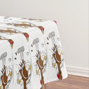 Funny running cool chicken cartoon illustration tablecloth