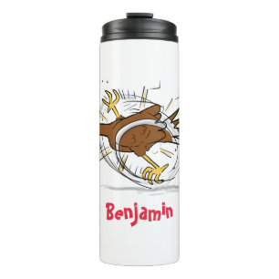 Funny running cool chicken cartoon illustration thermal tumbler