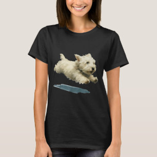 Funny Running Dog Art Print Cute Westie Dog _1 T-Shirt