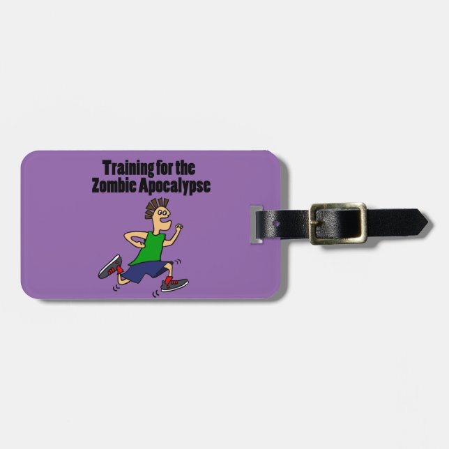 Funny Running Dude Cartoon Luggage Tag (Front Horizontal)