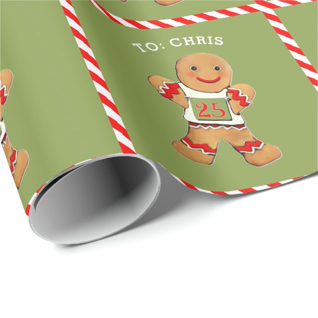 Funny Running Gingerbread Christmas Wrapping Paper (Roll Corner)
