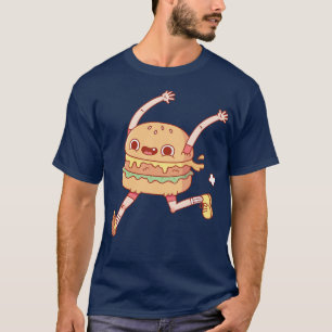 Funny Running Happy Burger T-Shirt