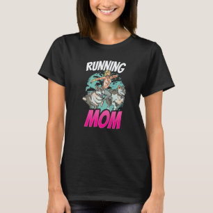 Funny Running Mum Husky Wolf Runner Mother Jogging T-Shirt