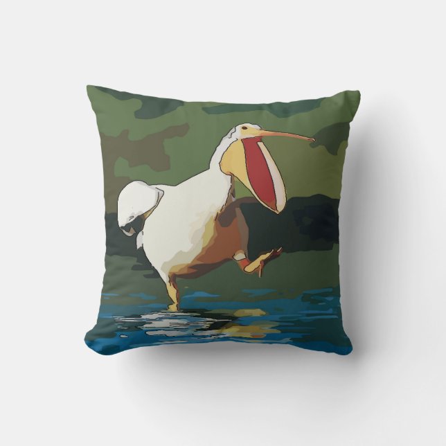 Funny Running Pelican Cushion (Front)