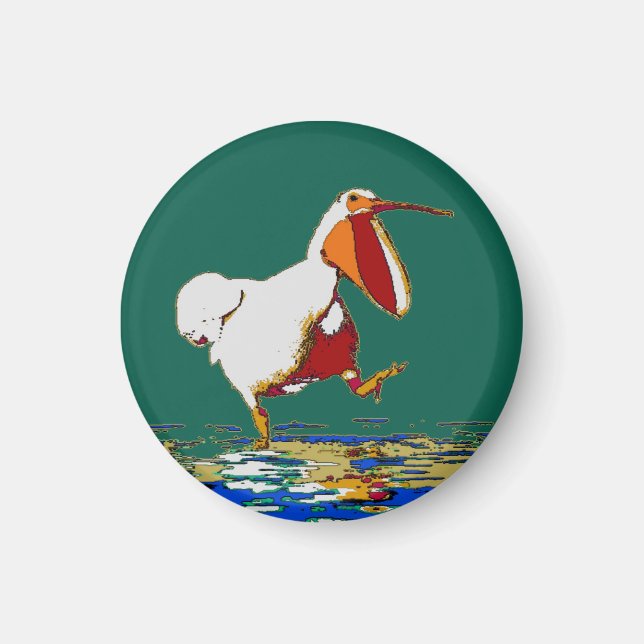 Funny Running Pelican Magnet (Front)