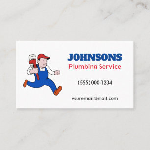 Funny Running Plumber Contractor Plumbing Service Business Card