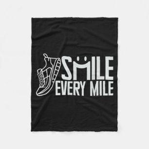 Funny Running Runner Smile Every Mile Cool Graphic Fleece Blanket