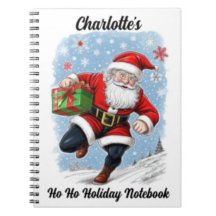 Funny Running Santa Personalized Notebook