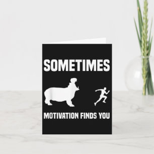 Funny Running Shirt Sport Runner Hippo Motivation Card