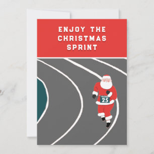 Funny Running Track and Field Christmas Holiday Card