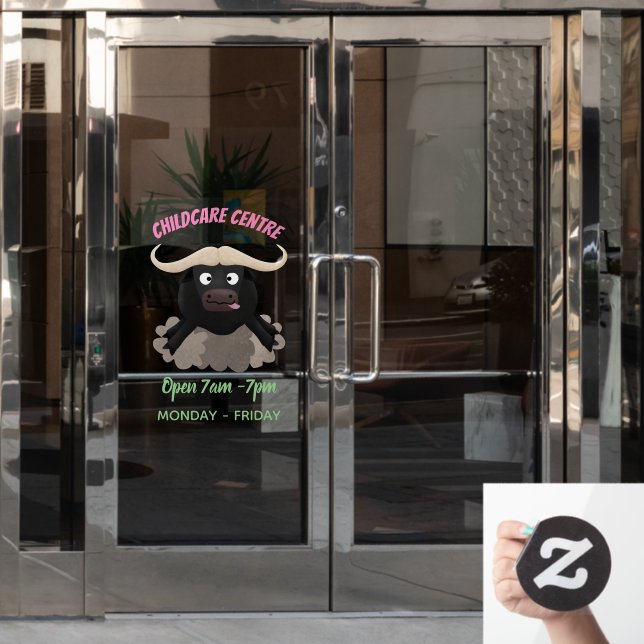 Funny running water buffalo cartoon (Office Door)