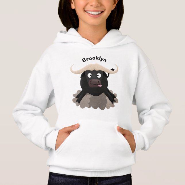 Funny running water buffalo cartoon (Front)