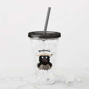 Funny running water buffalo cartoon acrylic tumbler