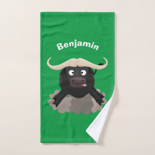 Funny running water buffalo cartoon bath towel set