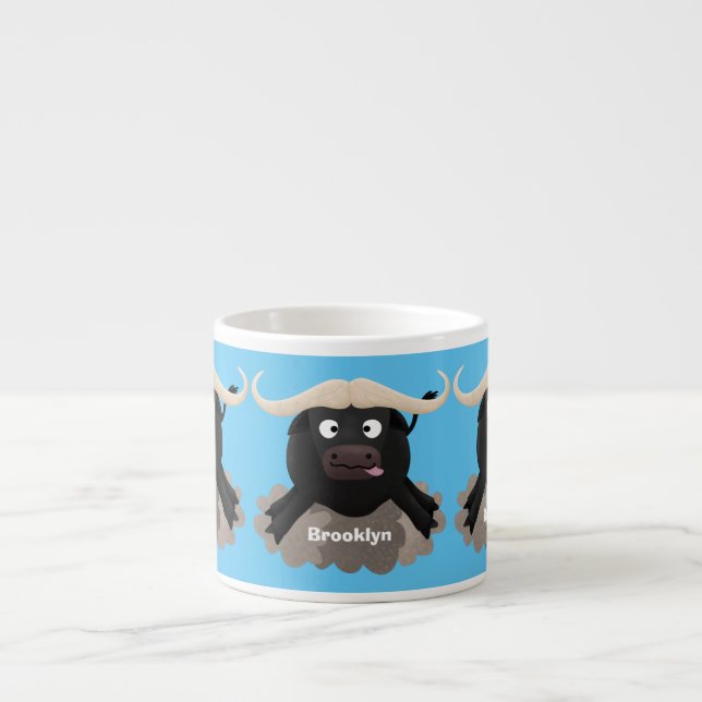 Funny running water buffalo cartoon espresso cup (Front)