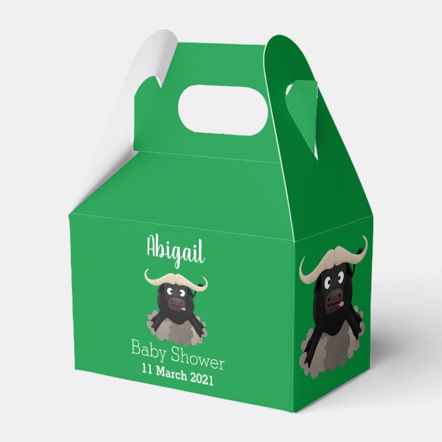 Funny running water buffalo cartoon favour box (Front Side)