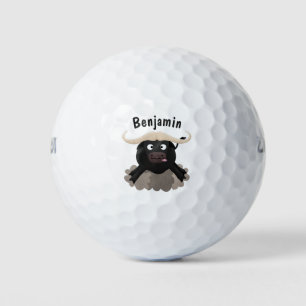 Funny running water buffalo cartoon golf balls