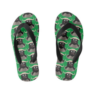 Funny running water buffalo cartoon kid's jandals