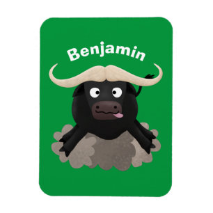 Funny running water buffalo cartoon magnet